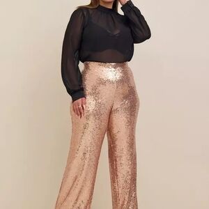 Torrid Rose Gold Sequin Wide-Leg Pants